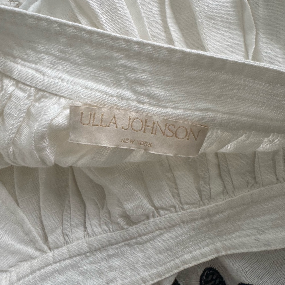 Ulla Johnson Cream Annisa Embroidered Cotton Linen Scalloped Skirt Size 10 - Picture 9 of 10